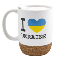 Горнятко I Love Ukraine, біле з кришкою