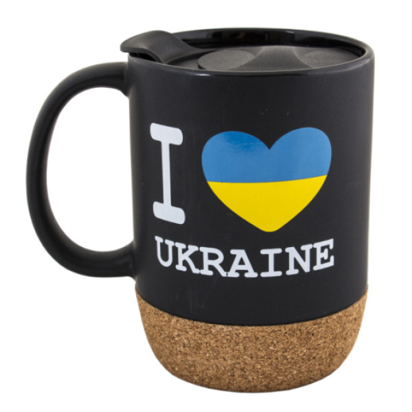 Горнятко I Love Ukraine, біле з кришкою