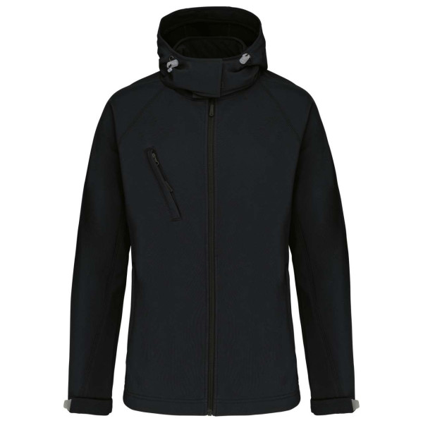 LADIES` DETACHABLE HOODED SOFTSHELL JACKET, M