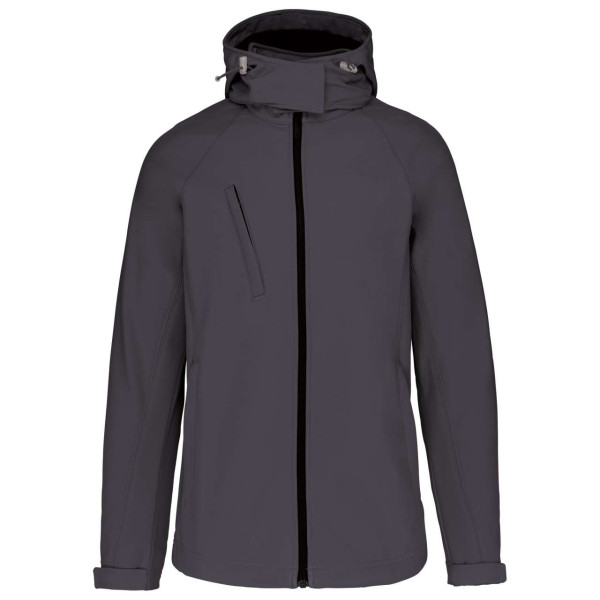 LADIES` DETACHABLE HOODED SOFTSHELL JACKET, M