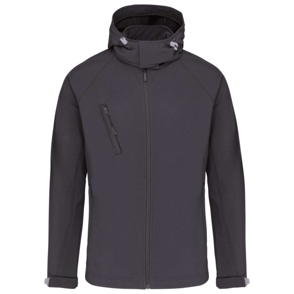 MEN`S DETACHABLE HOODED SOFTSHELL JACKET , S