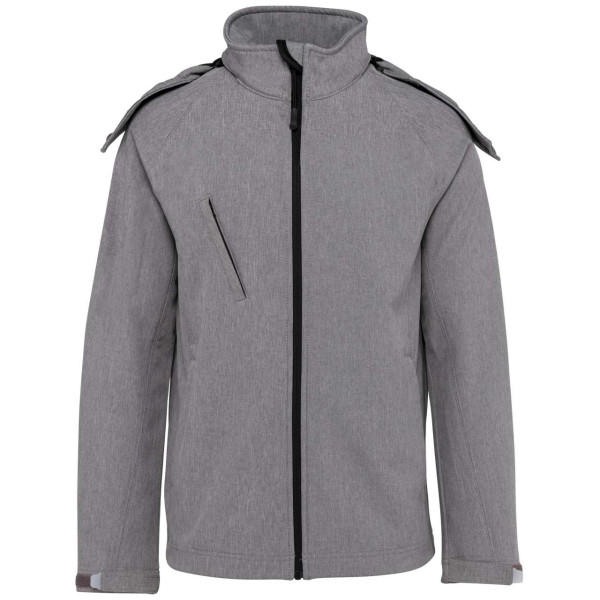 LADIES` DETACHABLE HOODED SOFTSHELL JACKET, S