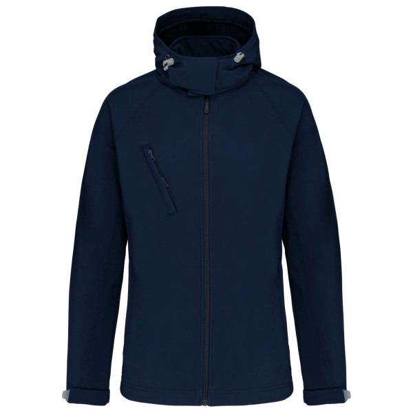 LADIES` DETACHABLE HOODED SOFTSHELL JACKET, S